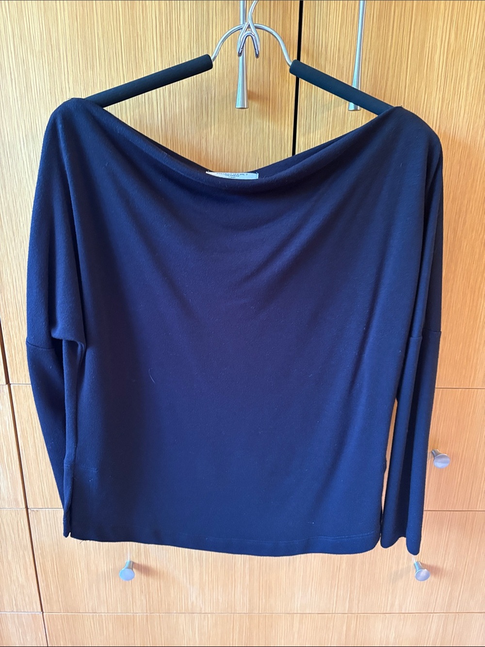 Project Social T Black Boatneck/Off Shoulder Long Sleeve Tee